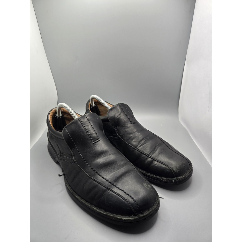 Clarks Unstructured Black Slip On Mens Sz 8 Shoe Ortholite Ftbd Moisture Wicking